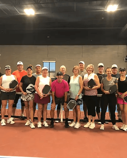 Indoor pickleball group of players